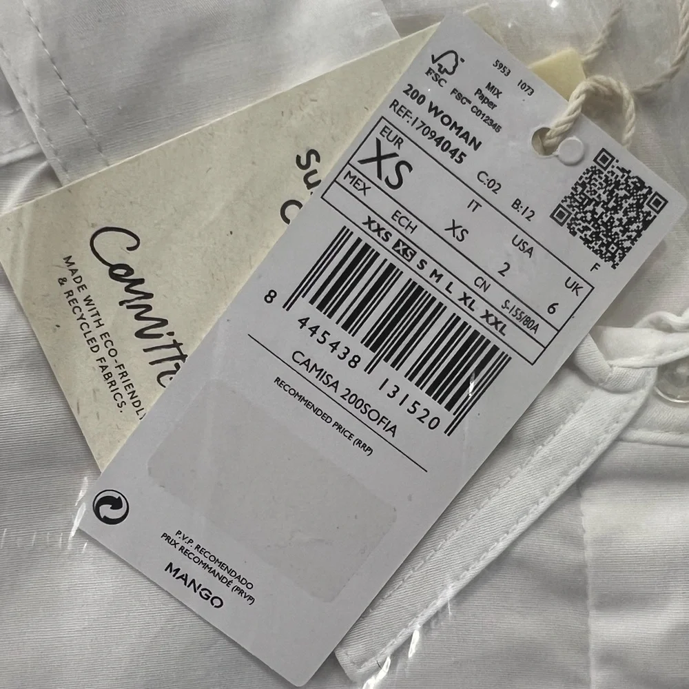 NWT MANGO Essential cotton-blend shirt SIZE XS - Picture 8 of 8